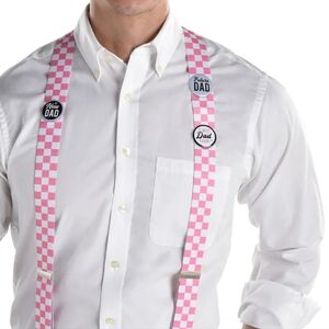 Dad To Be" Suspenders, Pink One Size, Wearable Accessory for Baby Shower/Gender